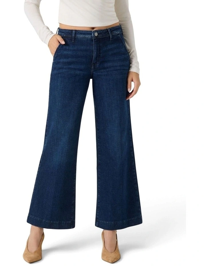 Eco Mid Rise Zoya Wide Leg Jeans in Dark Indigo Wash image 3