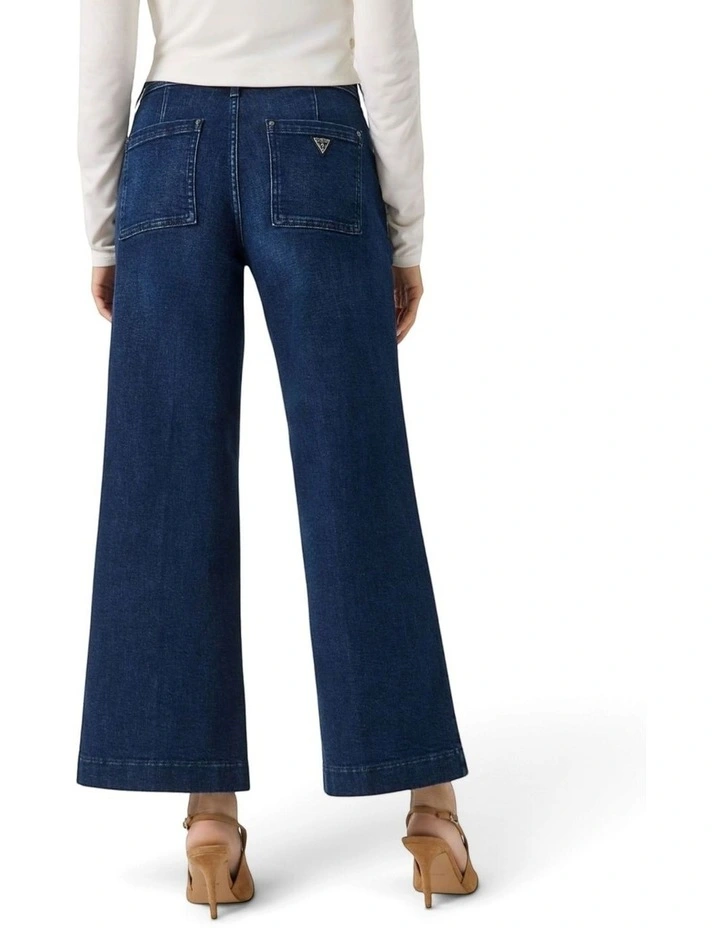 Eco Mid Rise Zoya Wide Leg Jeans in Dark Indigo Wash image 4