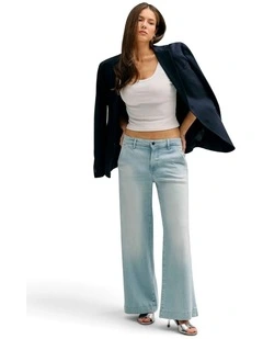 Eco Zoya Wide Leg Crop Jeans in Light Blue Wash