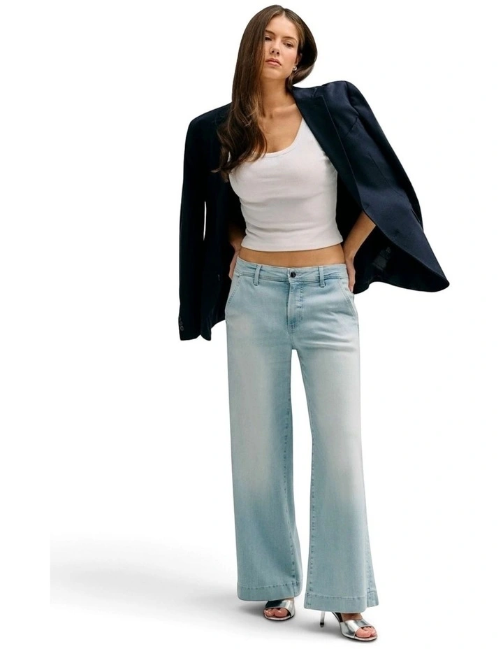 Eco Zoya Wide Leg Crop Jeans in Light Blue Wash image 1