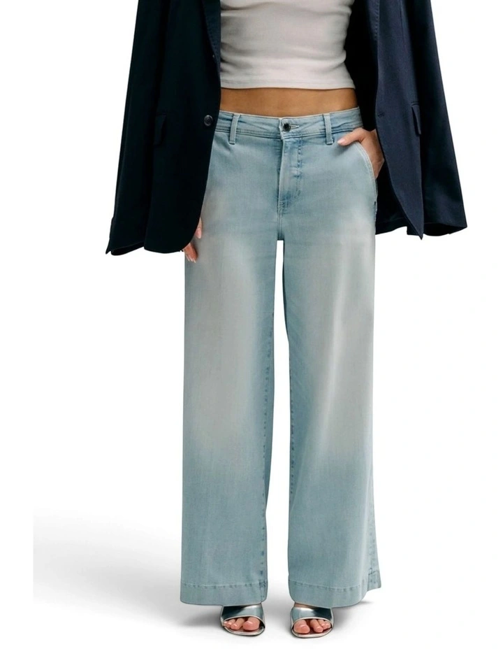 Eco Zoya Wide Leg Crop Jeans in Light Blue Wash image 3