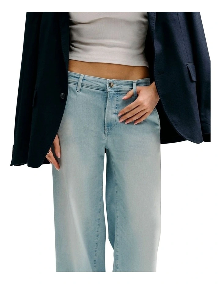Eco Zoya Wide Leg Crop Jeans in Light Blue Wash image 4
