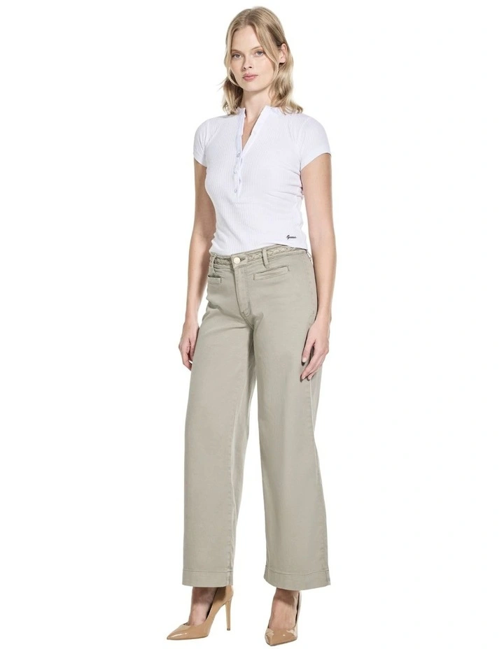 Mid-Rise Zoya Crop Leg Braided Pants in Sage image 3