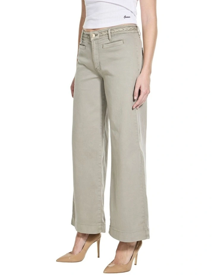Mid-Rise Zoya Crop Leg Braided Pants in Sage image 4