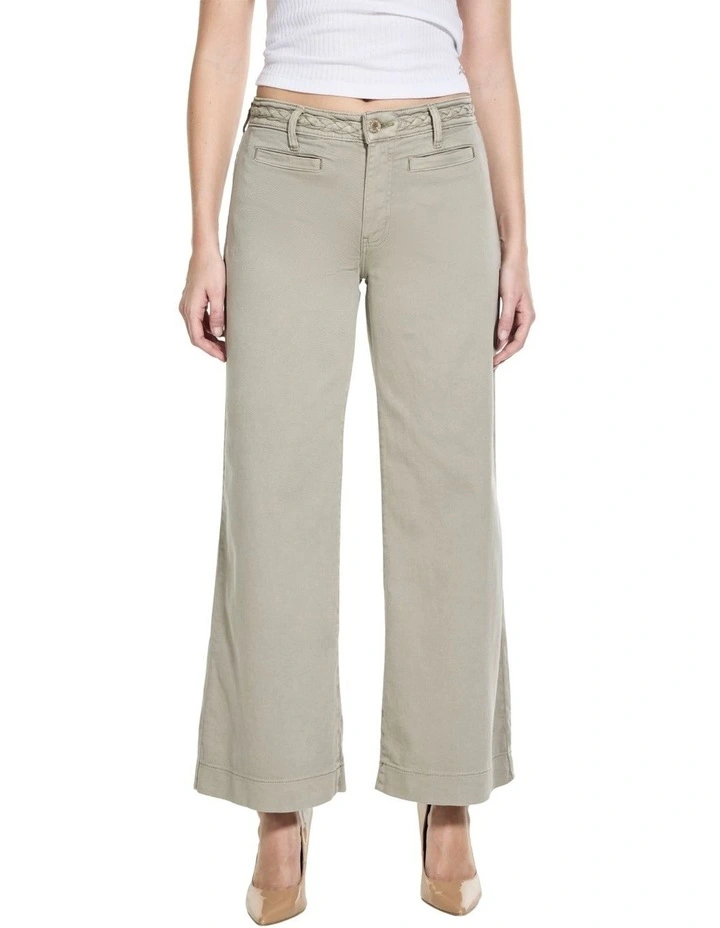 Mid-Rise Zoya Crop Leg Braided Pants in Sage image 5