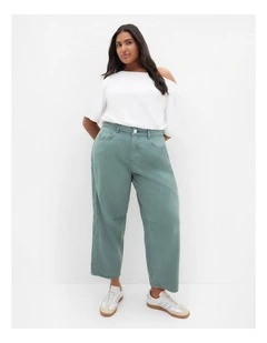 Plus Size Harley Fit Cassie Barrel Leg Jean in Sage Wash