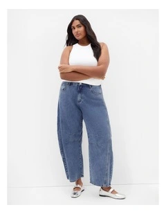 Plus Size Harley Fit Ella Barrel Leg Ankle Grazer Jean in Mid Wash