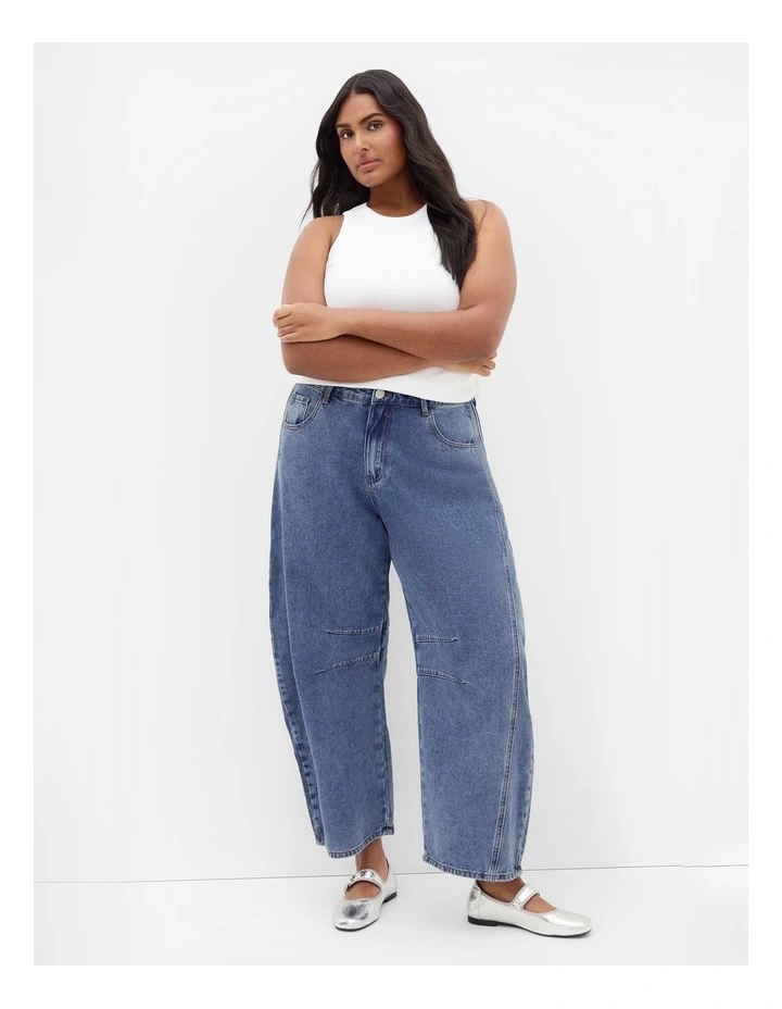 Plus Size Harley Fit Ella Barrel Leg Ankle Grazer Jean in Mid Wash image 1