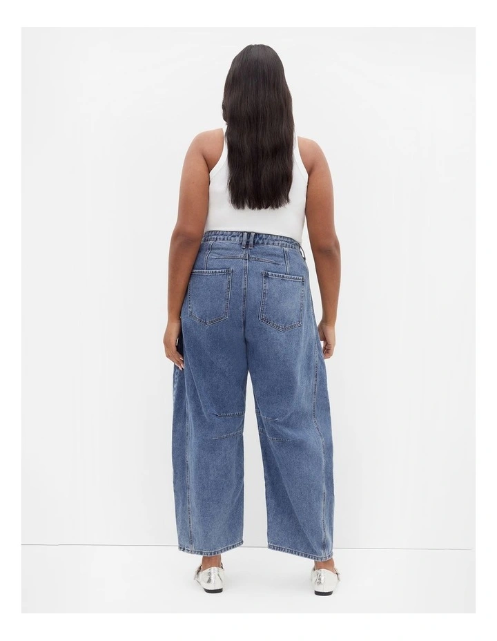 Plus Size Harley Fit Ella Barrel Leg Ankle Grazer Jean in Mid Wash image 2