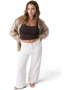 Mid-Rise Wide-Leg Ankle Jeans in White