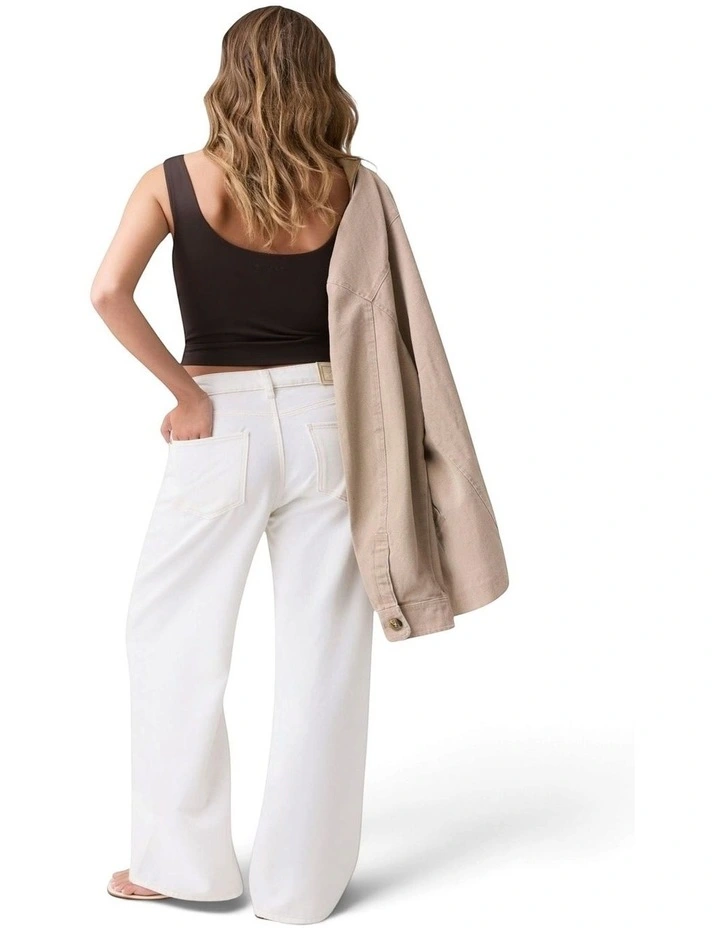 Mid-Rise Wide-Leg Ankle Jeans in White image 2