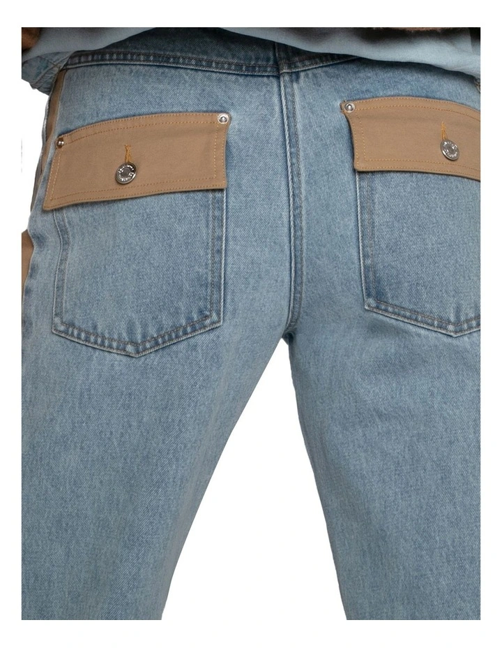 Rebel Mid Rise Side Stripe Denim Jeans in Light Denim Wash image 4