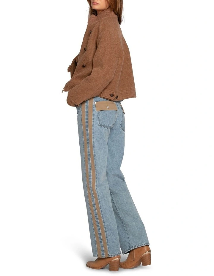 Rebel Mid Rise Side Stripe Denim Jeans in Light Denim Wash image 6