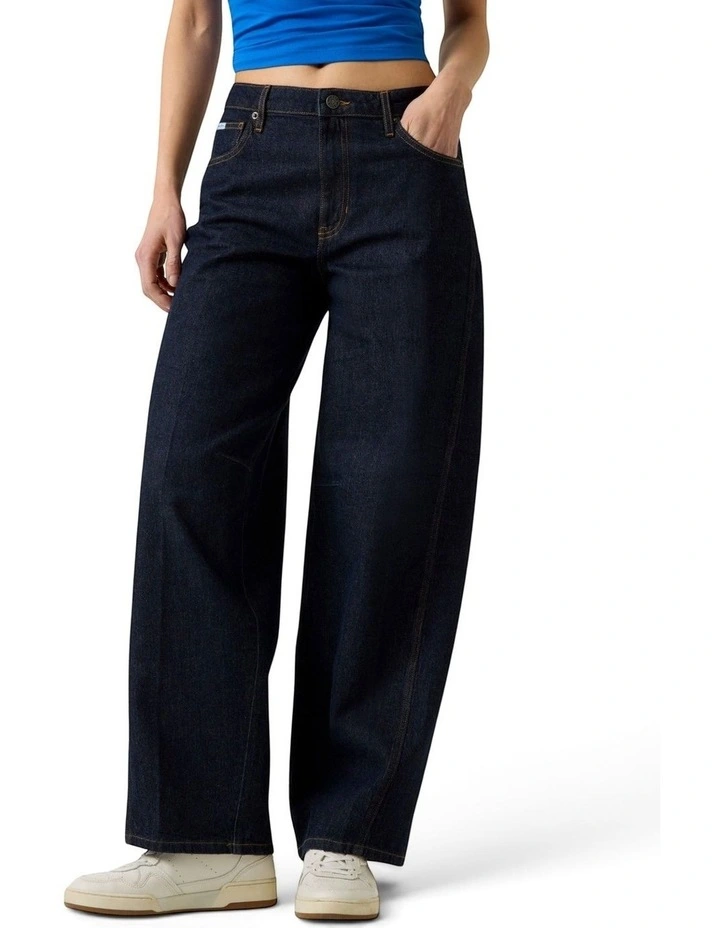 Guess Jeans High-Rise Barrel Jeans in Blue image 3