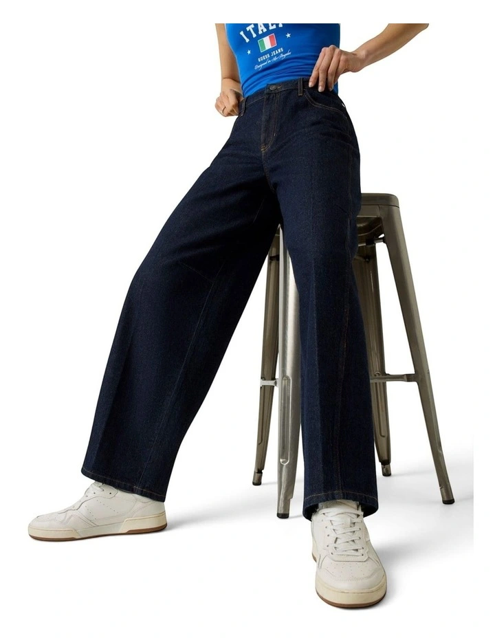 Guess Jeans High-Rise Barrel Jeans in Blue image 4