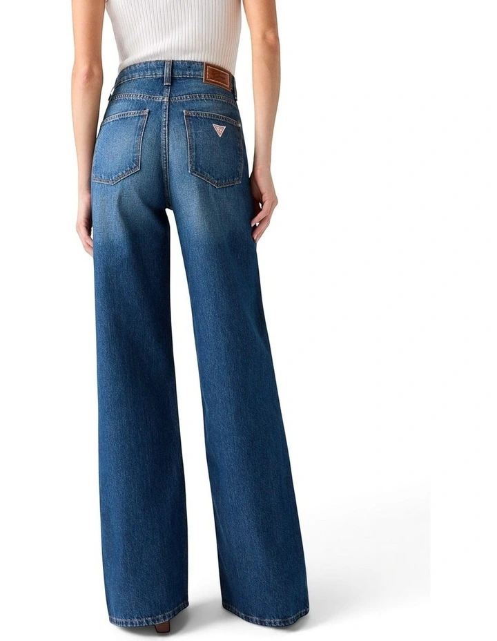 High-Rise Palazzo Wide Leg Jeans in Blue image 2