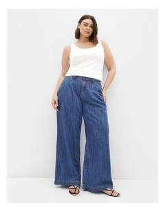 Plus Size Freya Oversized Wide Leg Jean in Mid Wash