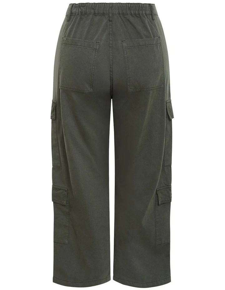 Plus Size Harley Fit Ali Cargo Wide Leg Short Jean in Khaki image 5