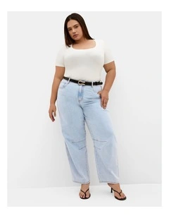 Plus Size Harley Fit Jas Barrel Leg Ankle Grazer Jean in Light Wash