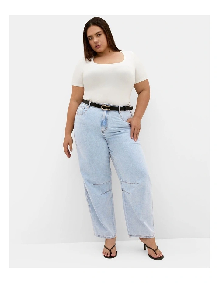 Plus Size Harley Fit Jas Barrel Leg Ankle Grazer Jean in Light Wash image 1