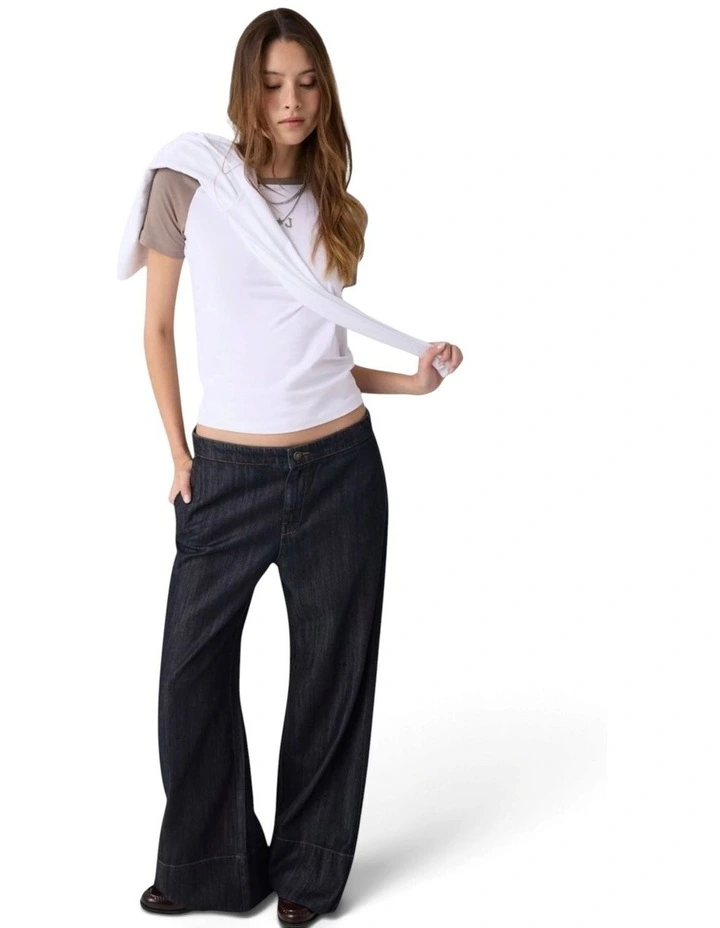 Guess Jeans Low Rise Extra Wide Chino Jeans in Blue image 1