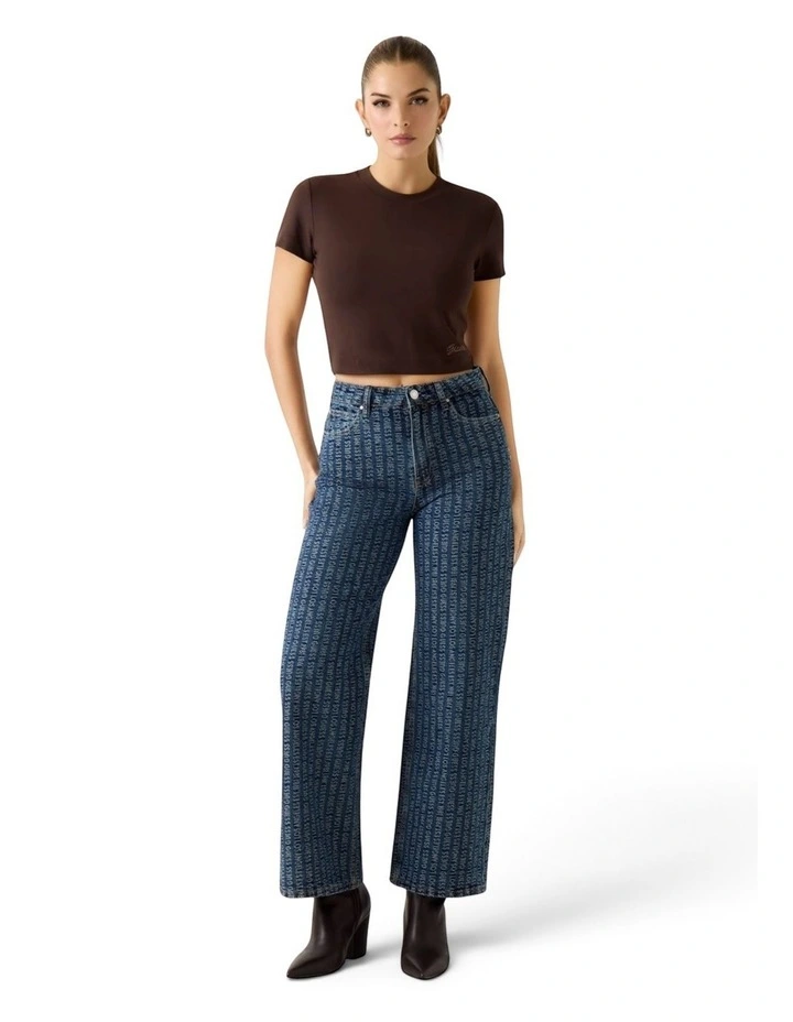 High-Rise Tokyo Monogram Wide Leg Jeans in Blue image 1