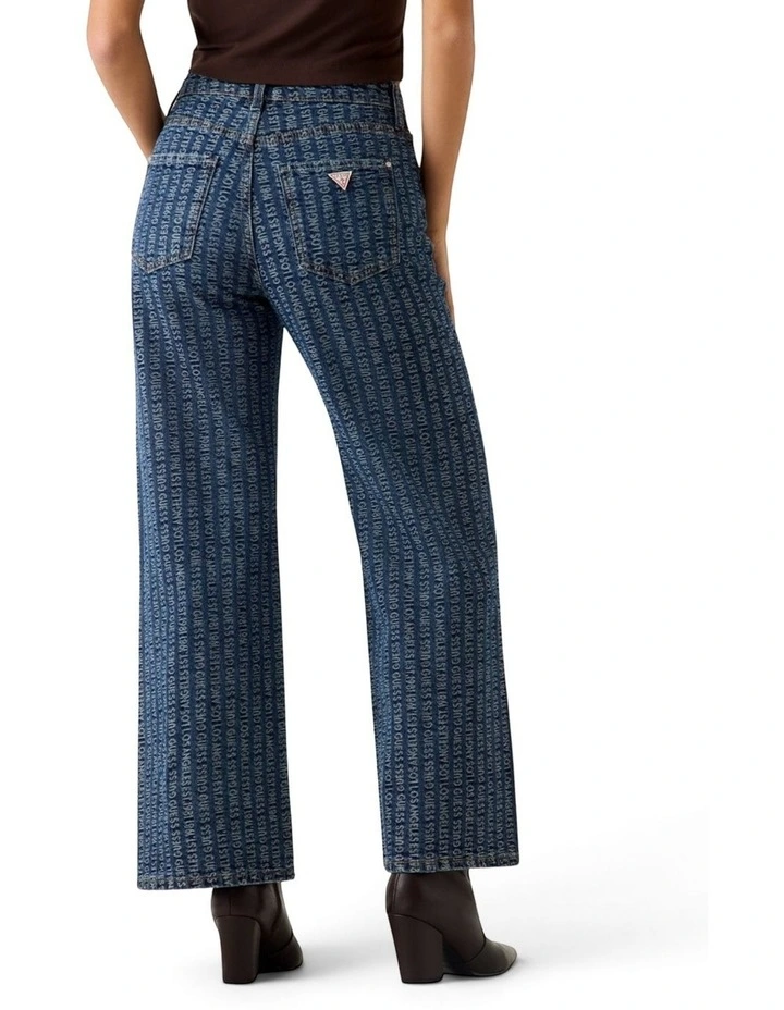 High-Rise Tokyo Monogram Wide Leg Jeans in Blue image 3