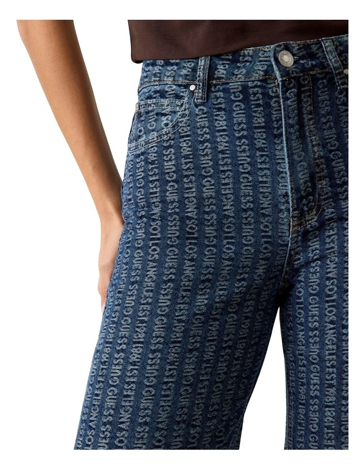 High-Rise Tokyo Monogram Wide Leg Jeans in Blue image 4