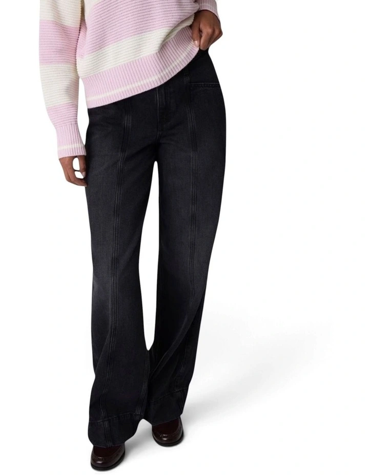 Guess Jeans G11 Wide Leg Panelled Jeans in Black image 2