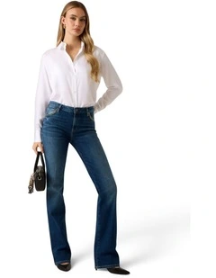 Mid-Rise Sexy Straight Jeans in Mid Indigo Wash