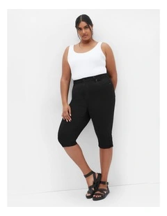 Plus Size Harley Fit Skinny Capri Crop Jean in Black