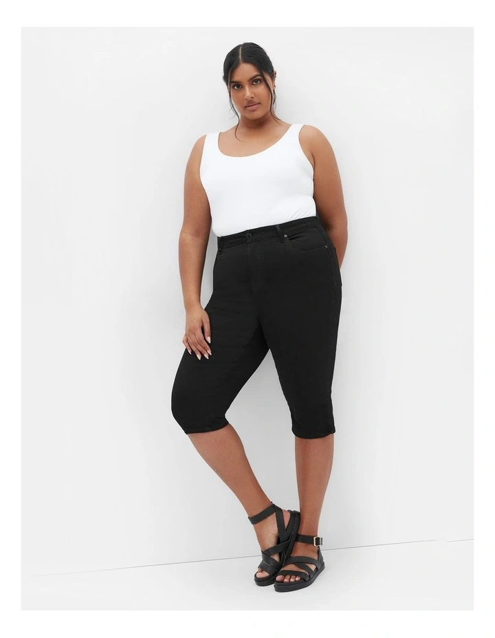 Plus Size Harley Fit Skinny Capri Crop Jean in Black image 1