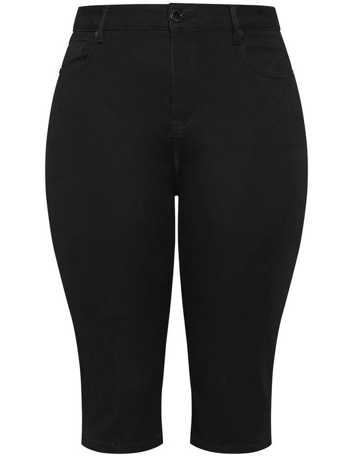 Plus Size Harley Fit Skinny Capri Crop Jean in Black image 3