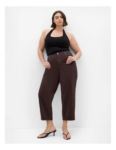 Plus Size Harley Fit Mum Ankle Grazer Jean in Chocolate