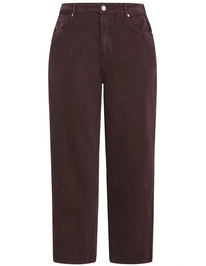 Plus Size Harley Fit Mum Ankle Grazer Jean in Chocolate image 3