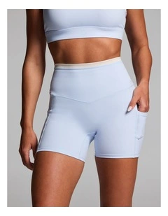No Front Seam Blocked Mid Thigh Bike Shorts Light Sky Blue