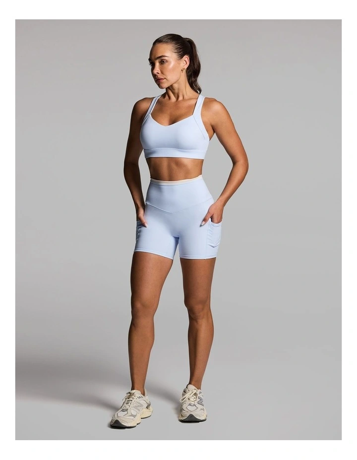 No Front Seam Blocked Mid Thigh Bike Shorts Light Sky Blue image 5