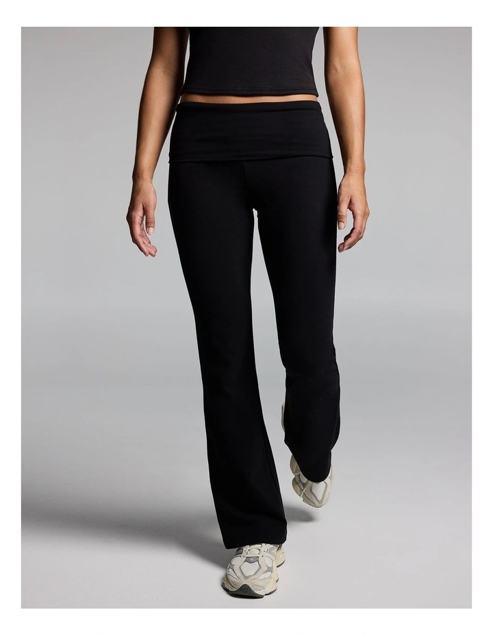 Roll Down Low Rise Flared Pants Black image 1