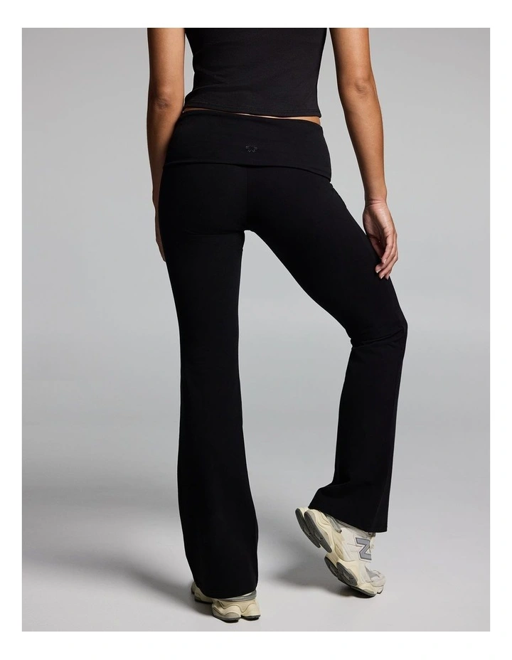 Roll Down Low Rise Flared Pants Black image 2