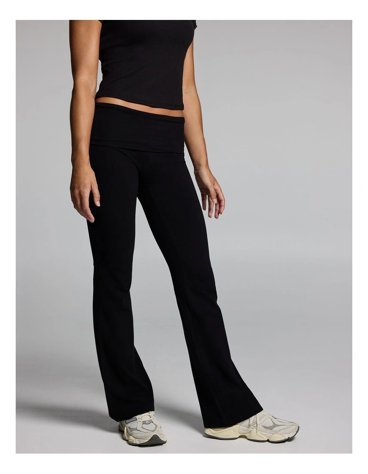 Roll Down Low Rise Flared Pants Black image 3