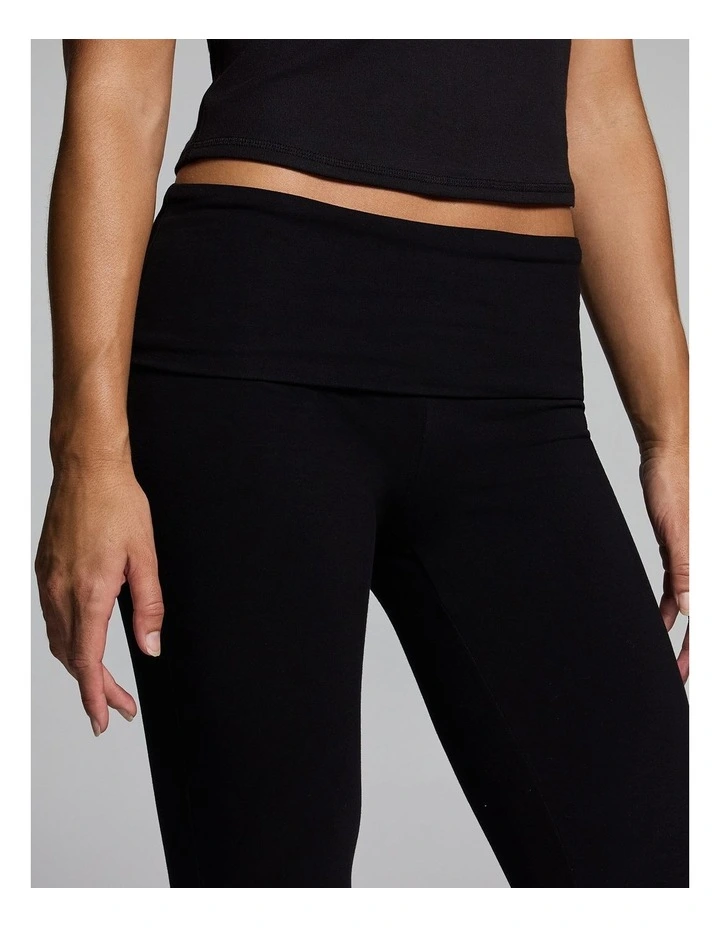 Roll Down Low Rise Flared Pants Black image 4