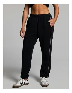 Travel Piped Joggers Black