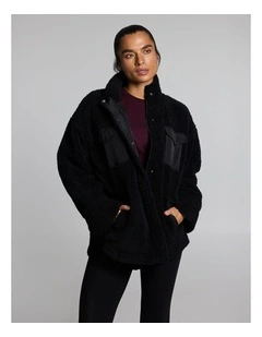 Sherpa Oversized Zip Jacket Black