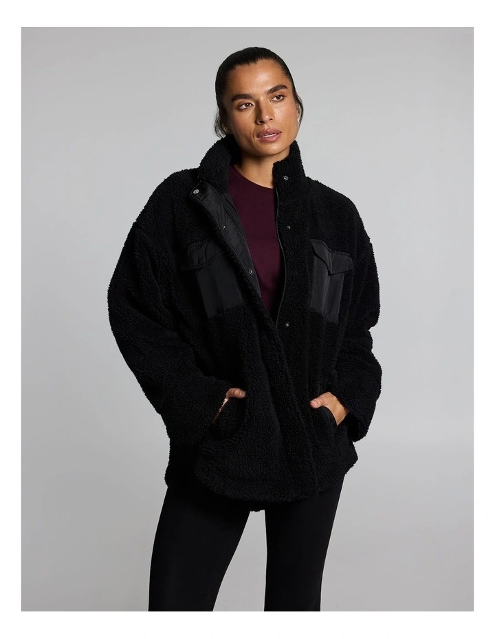 Sherpa Oversized Zip Jacket Black image 1
