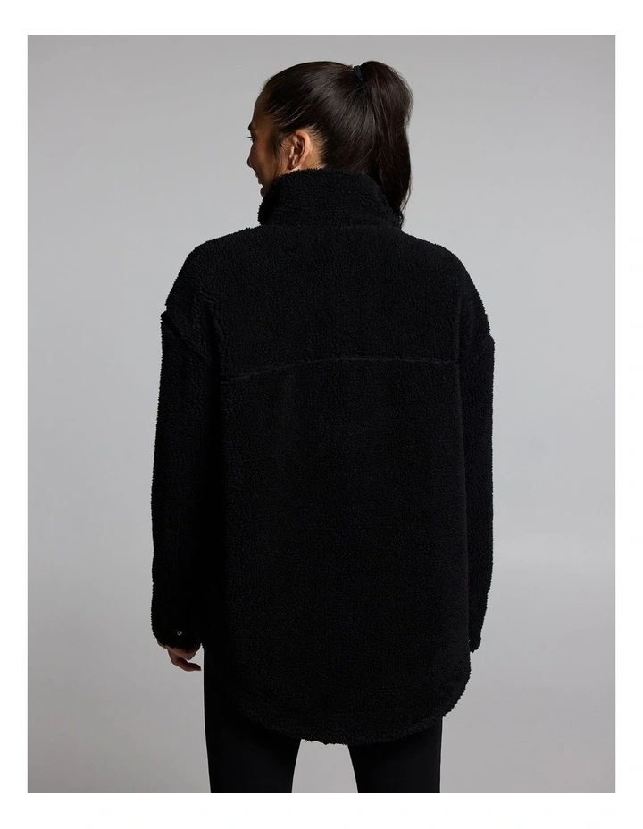 Sherpa Oversized Zip Jacket Black image 2
