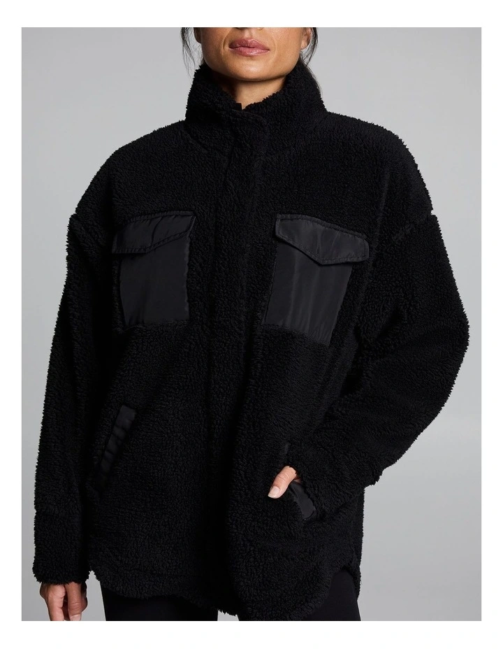 Sherpa Oversized Zip Jacket Black image 5