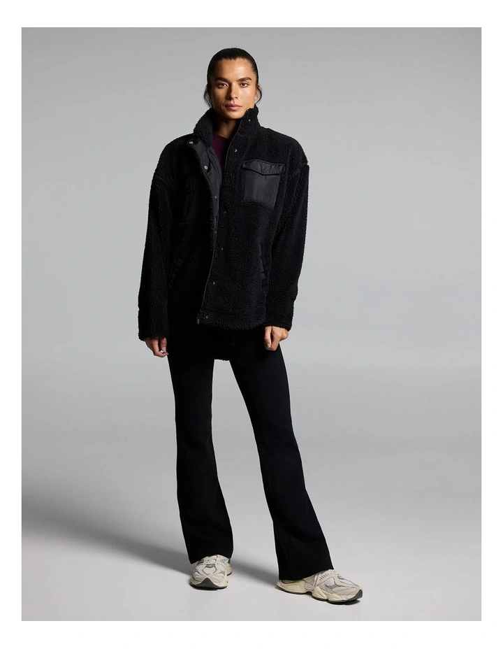 Sherpa Oversized Zip Jacket Black image 6