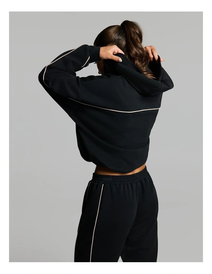 Travel Piped Cinch Zip Through Black image 2