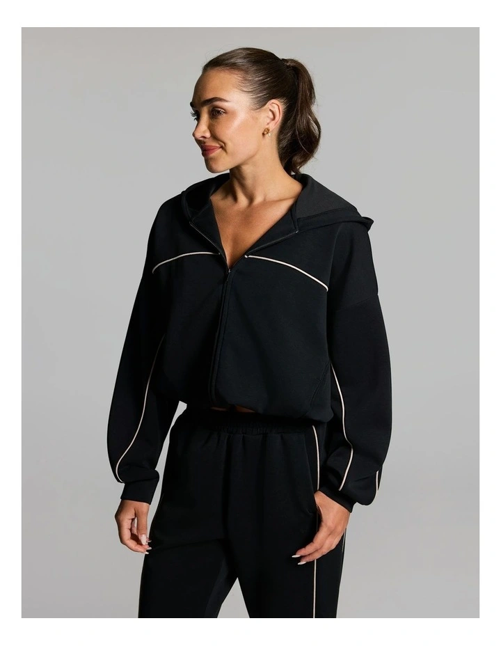 Travel Piped Cinch Zip Through Black image 3