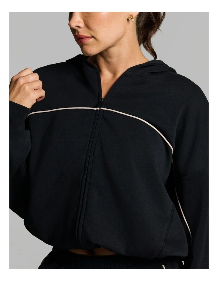 Travel Piped Cinch Zip Through Black image 4